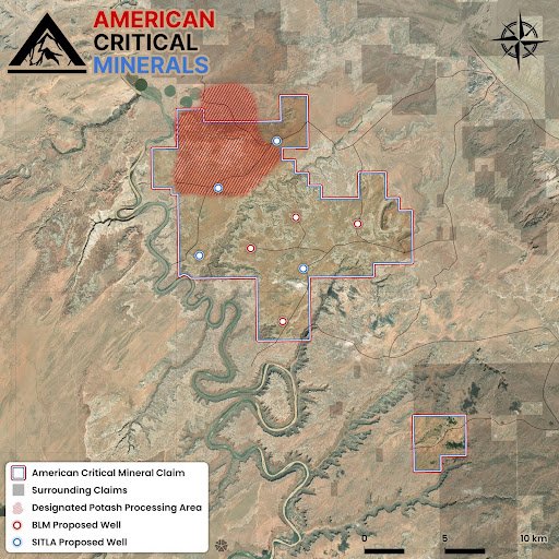 American Critical Minerals claim area map