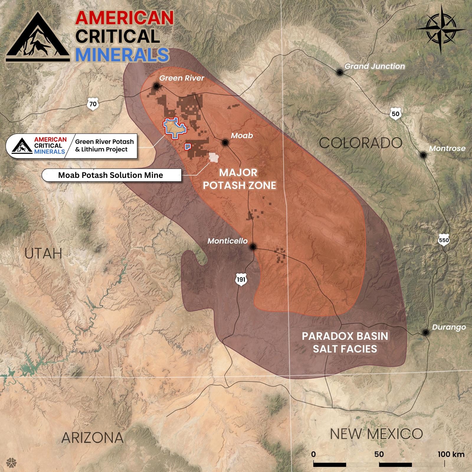 Green River Project location map within the Paradox Basin, Utah