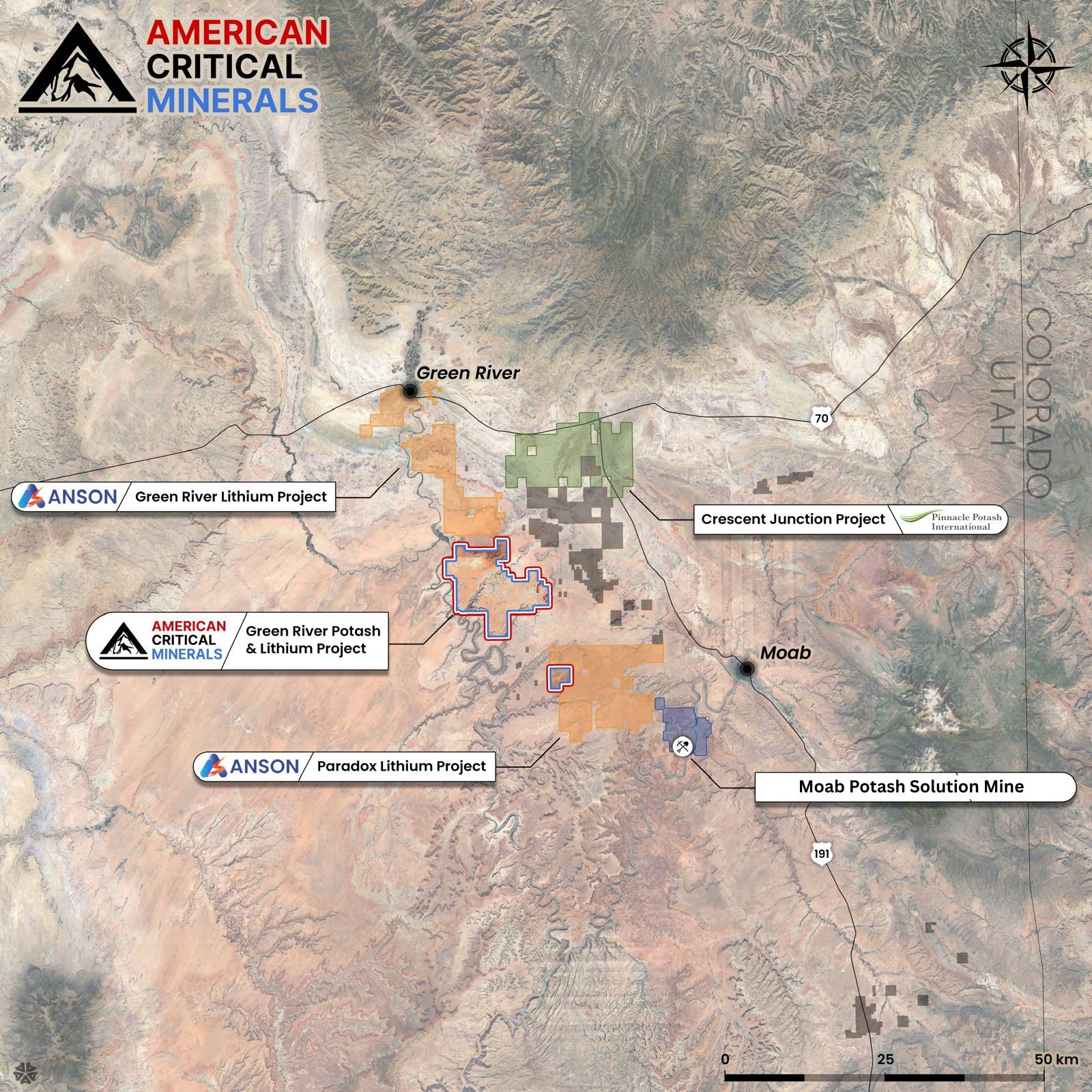 Regional location of the Green River Project relative to Moab, Utah